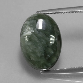 6.53캐럿 천연 그린 세라피나이트, 타원형 컷, 13.6×9.9 mm, 불투명체