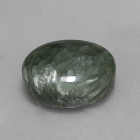 6.53캐럿 천연 그린 세라피나이트, 타원형 컷, 13.6×9.9 mm, 불투명체