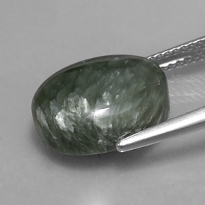 6.53캐럿 천연 그린 세라피나이트, 타원형 컷, 13.6×9.9 mm, 불투명체
