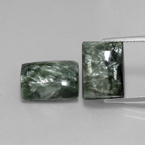 17.39캐럿 천연 그린 세라피나이트 보석, 바게트, 13.7×10 mm, 불투명체