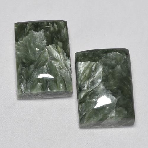 15.38캐럿 천연 회녹색 세라피나이트 보석, 바게트, 14.1×10 mm, 불투명체