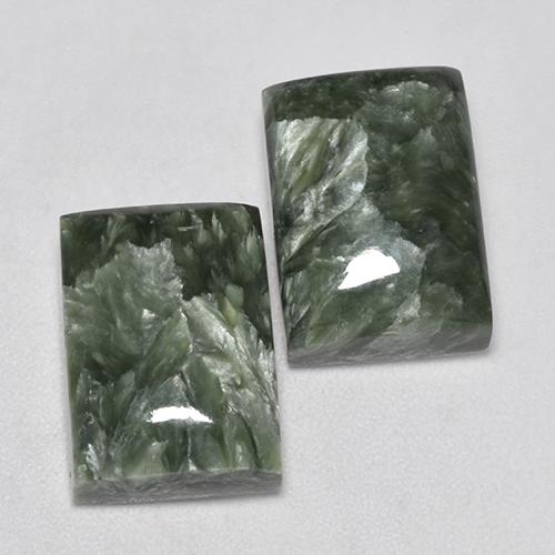15.38캐럿 천연 회녹색 세라피나이트 보석, 바게트, 14.1×10 mm, 불투명체