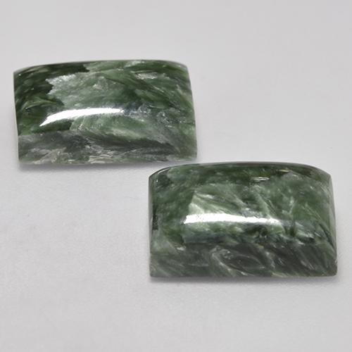 15.38캐럿 천연 회녹색 세라피나이트 보석, 바게트, 14.1×10 mm, 불투명체