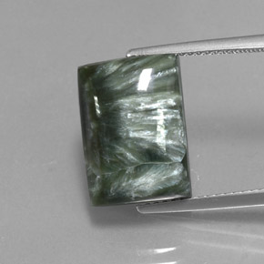 8.45캐럿 천연 그린 세라피나이트, 바게트, 14.1×10 mm, 불투명체