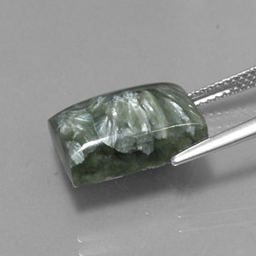 8.45캐럿 천연 그린 세라피나이트, 바게트, 14.1×10 mm, 불투명체
