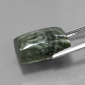 9.33캐럿 천연 그린 세라피나이트, 바게트, 14×10.1 mm, 불투명체