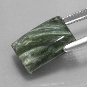 8.45캐럿 천연 그린 세라피나이트, 바게트, 14.2×10 mm, 불투명체