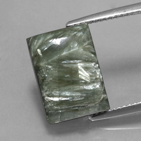 7.63캐럿 천연 그린 세라피나이트, 바게트, 14×10 mm, 불투명체