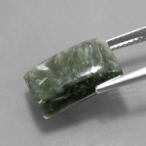 7.63캐럿 천연 그린 세라피나이트, 바게트, 14×10 mm, 불투명체