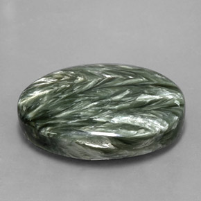 24.96캐럿 천연 그린 세라피나이트, 타원형 컷, 26.1×18.6 mm, 불투명체