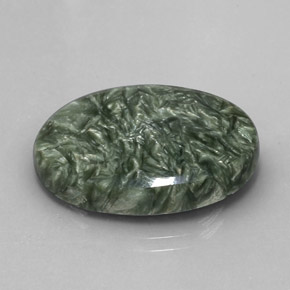 19.04캐럿 천연 그린 세라피나이트, 타원형 컷, 24.9×18 mm, 불투명체