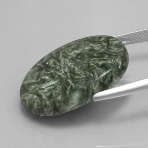 19.04캐럿 천연 그린 세라피나이트, 타원형 컷, 24.9×18 mm, 불투명체