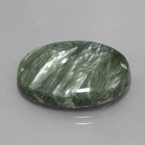 20.25캐럿 천연 그린 세라피나이트, 타원형 컷, 25.1×18.4 mm, 불투명체