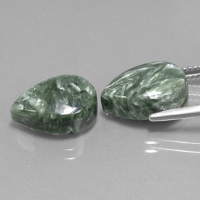 11.17캐럿 천연 그린 세라피나이트 보석, 배 모양, 14×9.8 mm, 불투명체