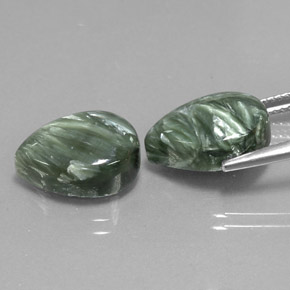 캐럿 천연 그린 세라피나이트 보석, 배 모양, 13.9×10 mm, 불투명체