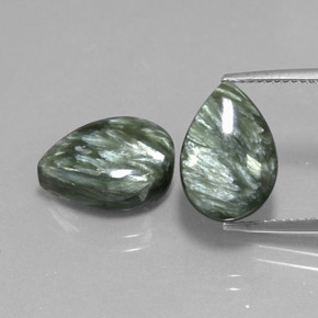 캐럿 천연 그린 세라피나이트 보석, 배 모양, 13.8×9.5 mm, 불투명체