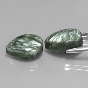 캐럿 천연 그린 세라피나이트 보석, 배 모양, 13.8×9.5 mm, 불투명체