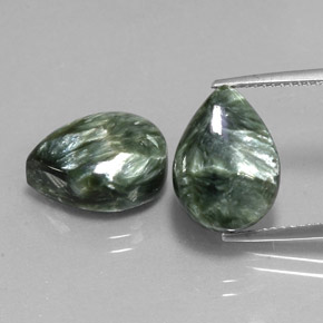 캐럿 천연 그린 세라피나이트 보석, 배 모양, 14.1×10.2 mm, 불투명체