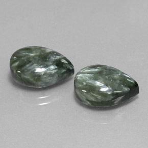 캐럿 천연 그린 세라피나이트 보석, 배 모양, 13.8×9.9 mm, 불투명체