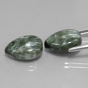 캐럿 천연 그린 세라피나이트 보석, 배 모양, 13.8×9.9 mm, 불투명체