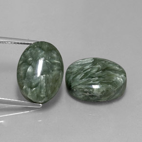 캐럿 천연 그린 세라피나이트 보석, 타원형 컷, 16×12 mm, 불투명체