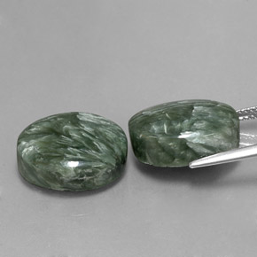 캐럿 천연 그린 세라피나이트 보석, 타원형 컷, 16×12 mm, 불투명체