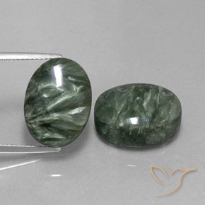 21.51캐럿 천연 그린 세라피나이트 보석, 타원형 컷, 16×12.1 mm, 불투명체