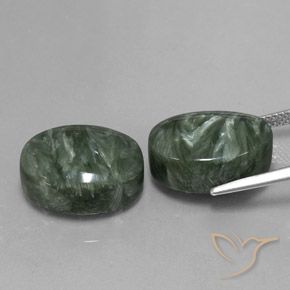 21.51캐럿 천연 그린 세라피나이트 보석, 타원형 컷, 16×12.1 mm, 불투명체