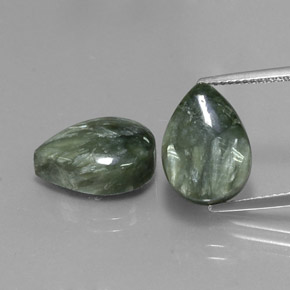 캐럿 천연 그린 세라피나이트 보석, 배 모양, 14×10 mm, 불투명체