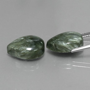 캐럿 천연 그린 세라피나이트 보석, 배 모양, 14×10 mm, 불투명체