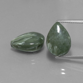 10.07캐럿 천연 미디엄 그린 세라피나이트 보석, 배 모양, 13.7×9.8 mm, 불투명체