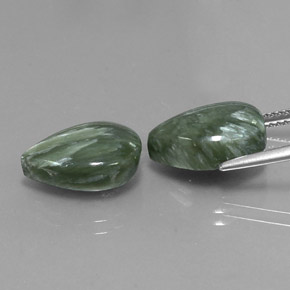 10.07캐럿 천연 미디엄 그린 세라피나이트 보석, 배 모양, 13.7×9.8 mm, 불투명체