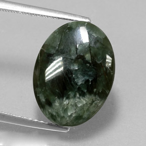 7.38캐럿 천연 그린 세라피나이트, 타원형 컷, 16×12 mm, 불투명체