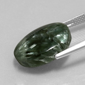 7.38캐럿 천연 그린 세라피나이트, 타원형 컷, 16×12 mm, 불투명체