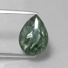 5.31캐럿 천연 그린 세라피나이트, 배 모양, 13.9×9.9 mm, 불투명체