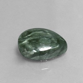 5.31캐럿 천연 그린 세라피나이트, 배 모양, 13.9×9.9 mm, 불투명체