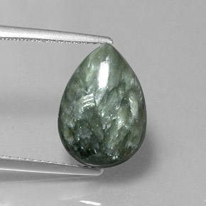 4.68캐럿 천연 그린 세라피나이트, 배 모양, 14×10 mm, 불투명체