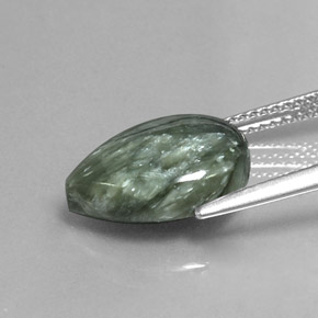 4.68캐럿 천연 그린 세라피나이트, 배 모양, 14×10 mm, 불투명체