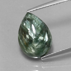3.20캐럿 천연 그린 세라피나이트, 배 모양, 13.2×9.5 mm, 불투명체
