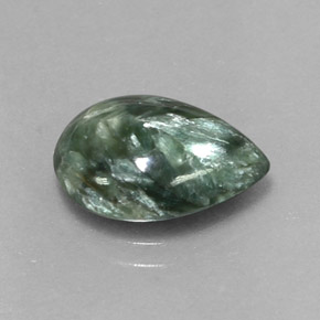 3.20캐럿 천연 그린 세라피나이트, 배 모양, 13.2×9.5 mm, 불투명체