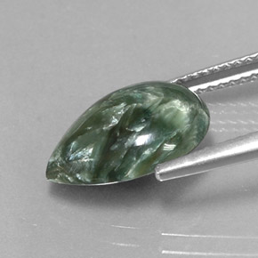 3.20캐럿 천연 그린 세라피나이트, 배 모양, 13.2×9.5 mm, 불투명체
