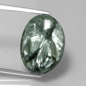 8.64캐럿 천연 그린 세라피나이트, 타원형 컷, 15.8×11.7 mm, 불투명체