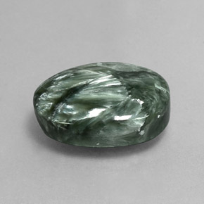 8.64캐럿 천연 그린 세라피나이트, 타원형 컷, 15.8×11.7 mm, 불투명체