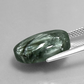 8.64캐럿 천연 그린 세라피나이트, 타원형 컷, 15.8×11.7 mm, 불투명체