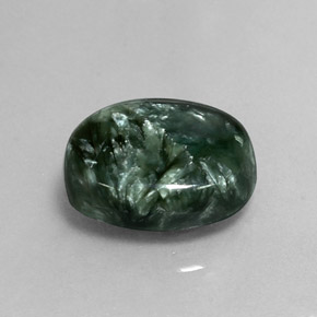 7.60캐럿 천연 그린 세라피나이트, 타원형 컷, 14.6×11.8 mm, 불투명체