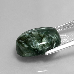 7.60캐럿 천연 그린 세라피나이트, 타원형 컷, 14.6×11.8 mm, 불투명체