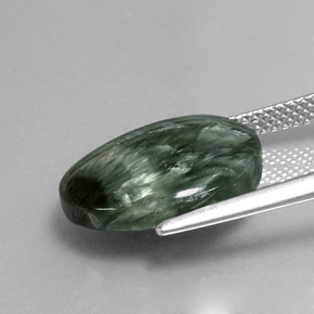 6.11캐럿 천연 그린 세라피나이트, 타원형 컷, 15.3×11.6 mm, 불투명체