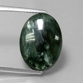 8.76캐럿 천연 그린 세라피나이트, 타원형 컷, 16×12.1 mm, 불투명체