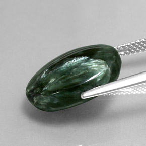 8.76캐럿 천연 그린 세라피나이트, 타원형 컷, 16×12.1 mm, 불투명체
