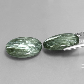 캐럿 천연 녹색 세라피나이트 보석, 타원형 컷, 불투명체